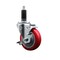 Service Caster 4'' Red Poly Swivel 1-1/8'' Expanding Stem Caster with Brake SCC-EX20S414-PPUB-RED-TLB-118 - alternate 1